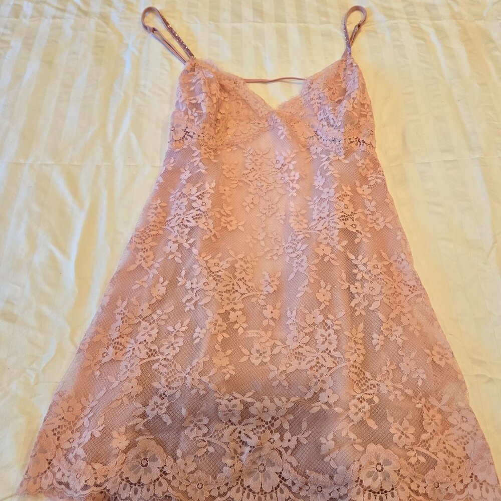 Victoria's Secret XL Angels Lace mini nightgown with sparkling straps Pink